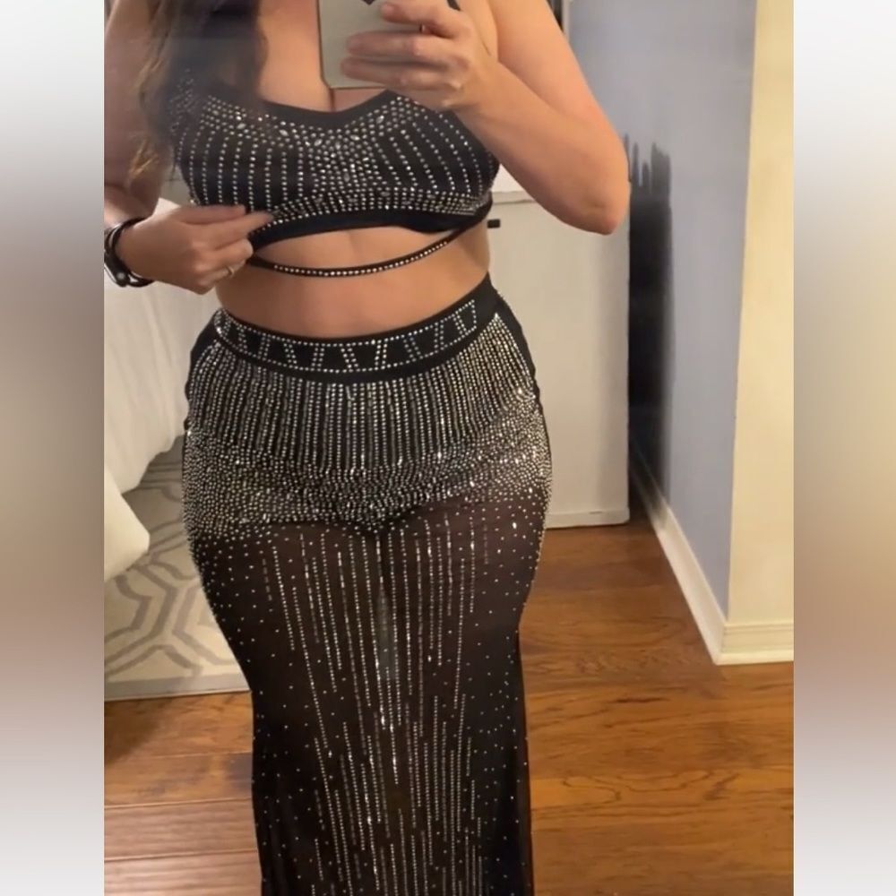 Elegant | bodycon party 🎉   New Years |🎉sequins two pice shirt set